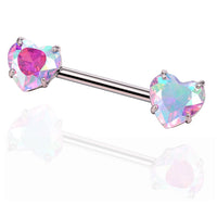 14G 14mm Heart Nipple Barbell – Internally Threaded