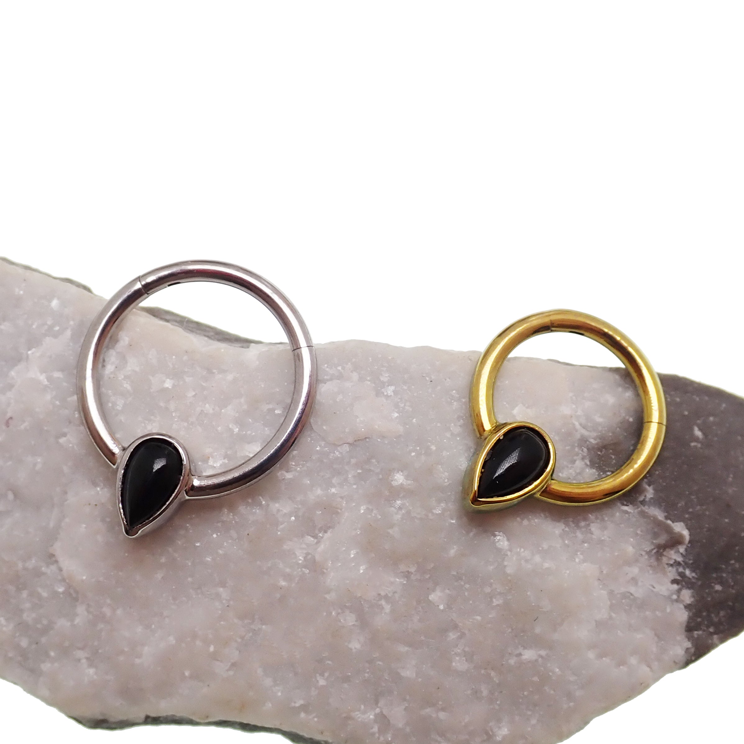 16g Onyx Teardrop Titanium Clicker
