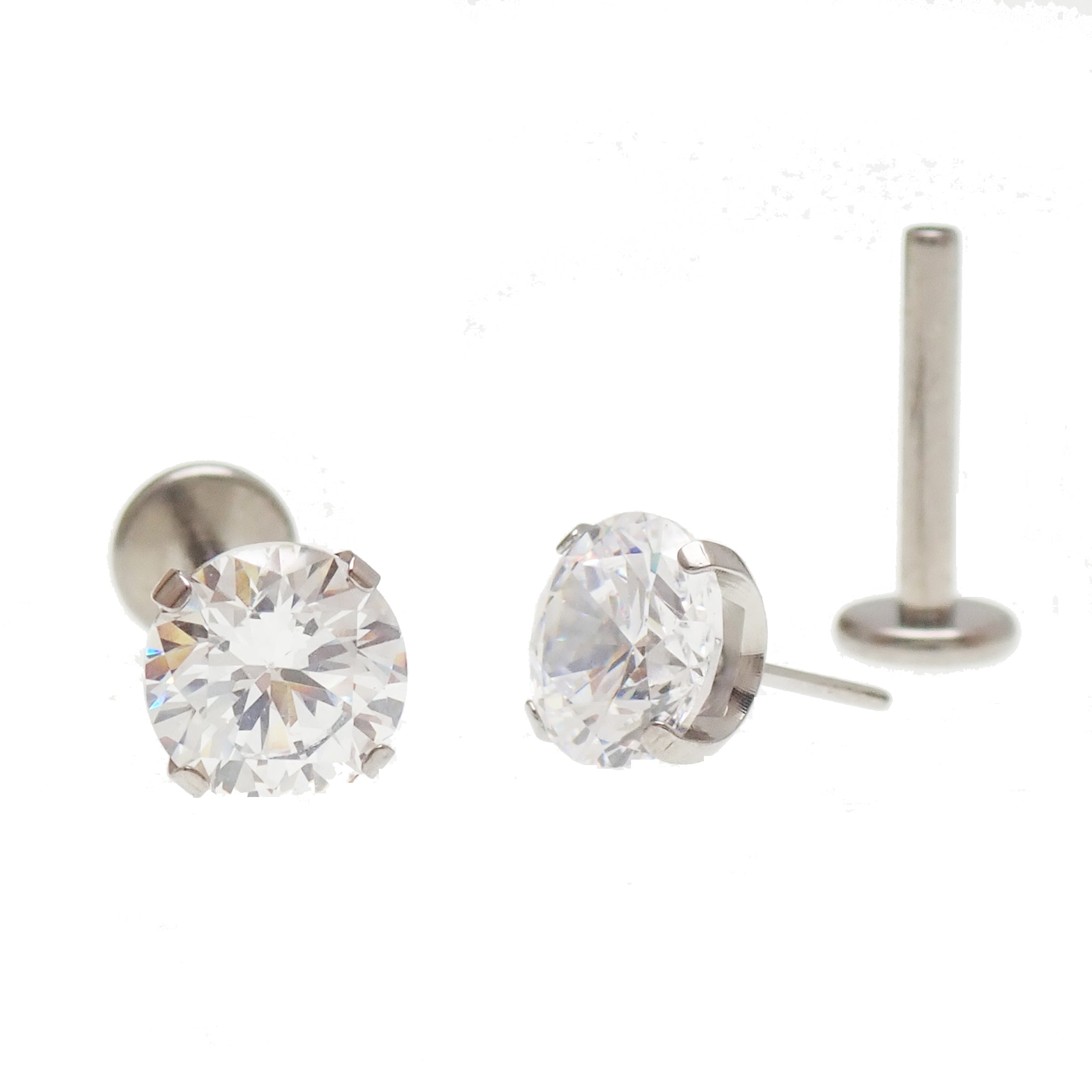 20g Threadless Push Fit Clear CZ Earrings