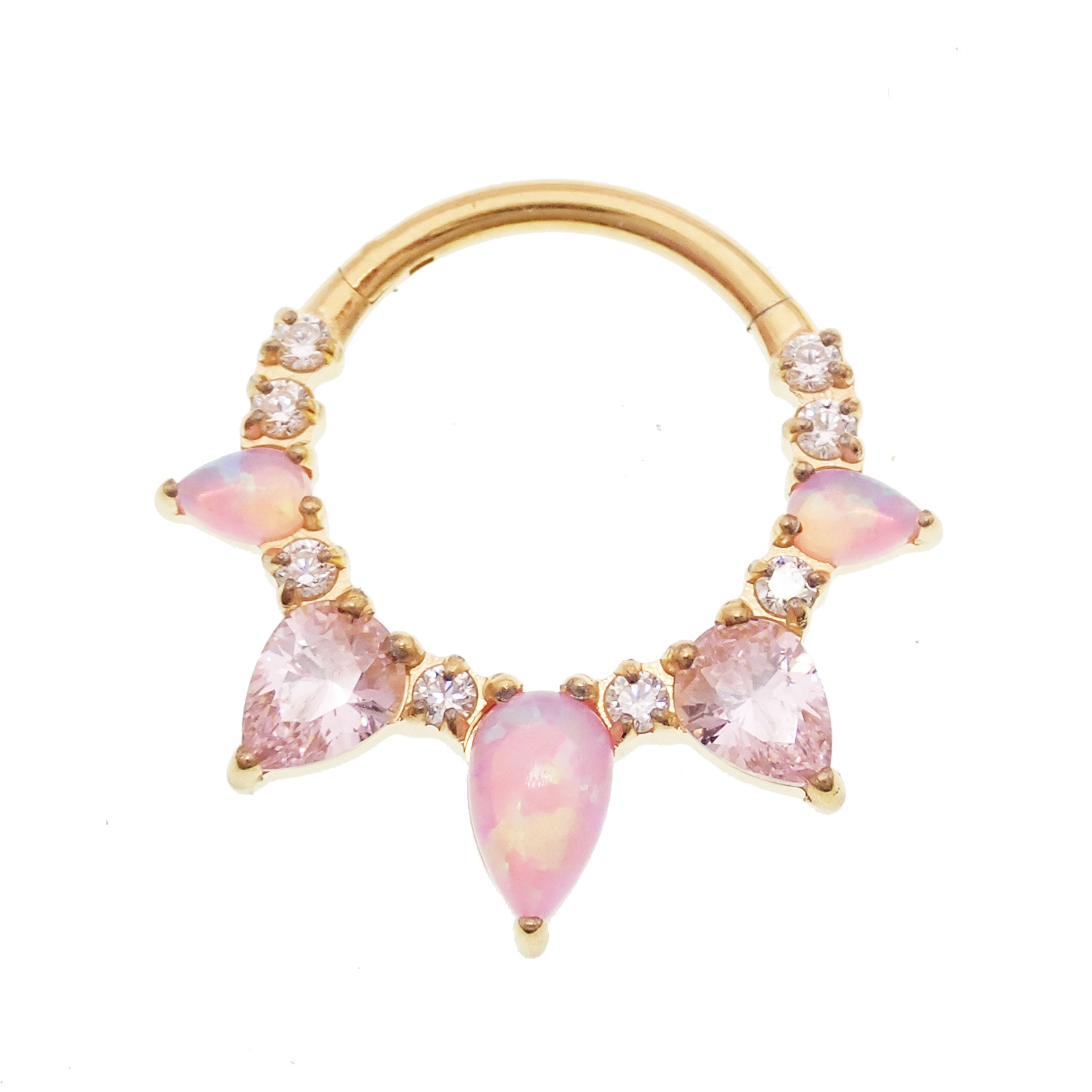 Pink Opal PVD Gold Titanium Clicker 16g