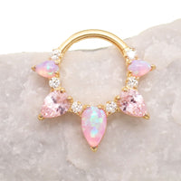 Pink Opal PVD Gold Titanium Clicker 16g