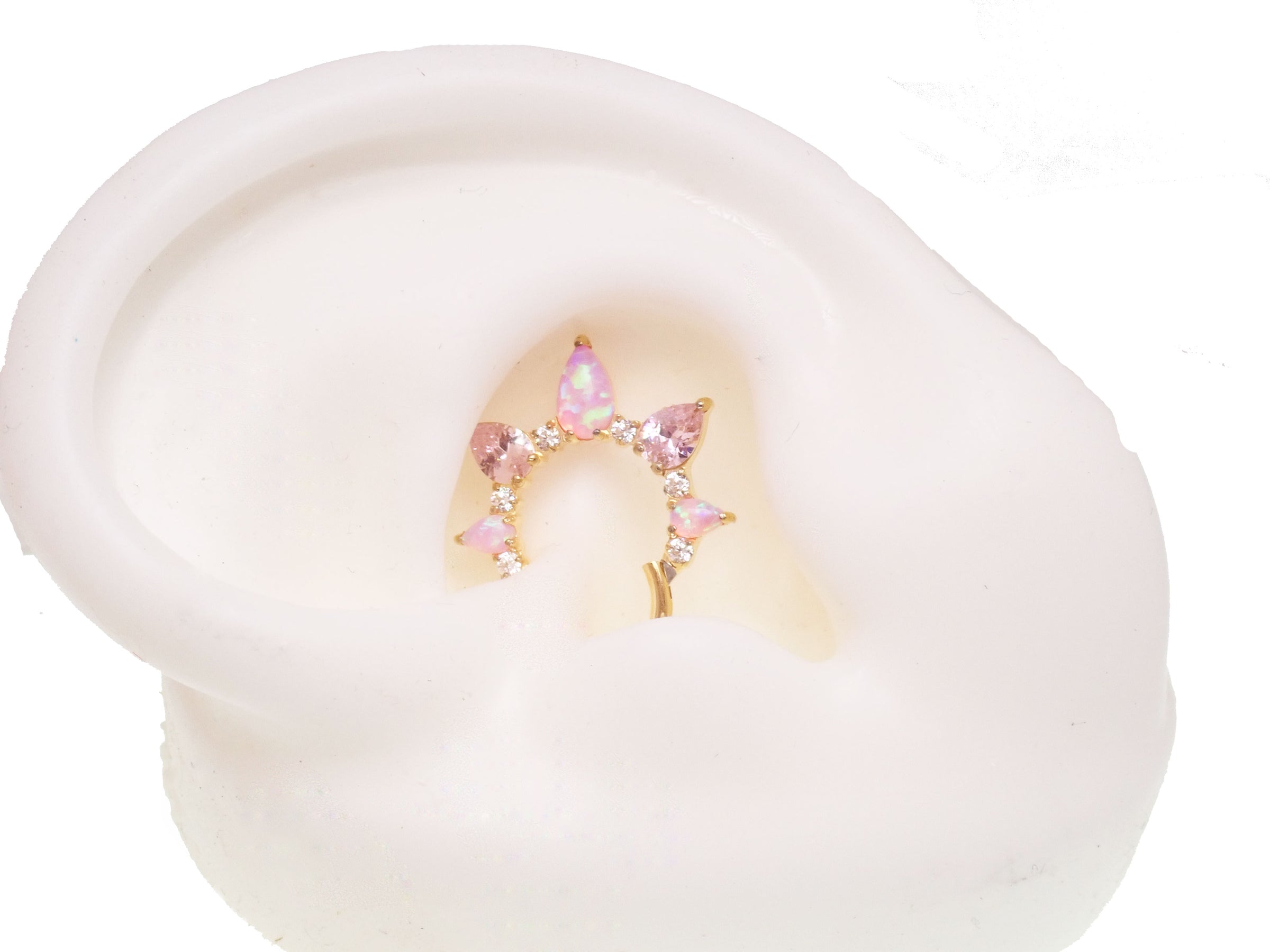 Pink Opal PVD Gold Titanium Clicker 16g