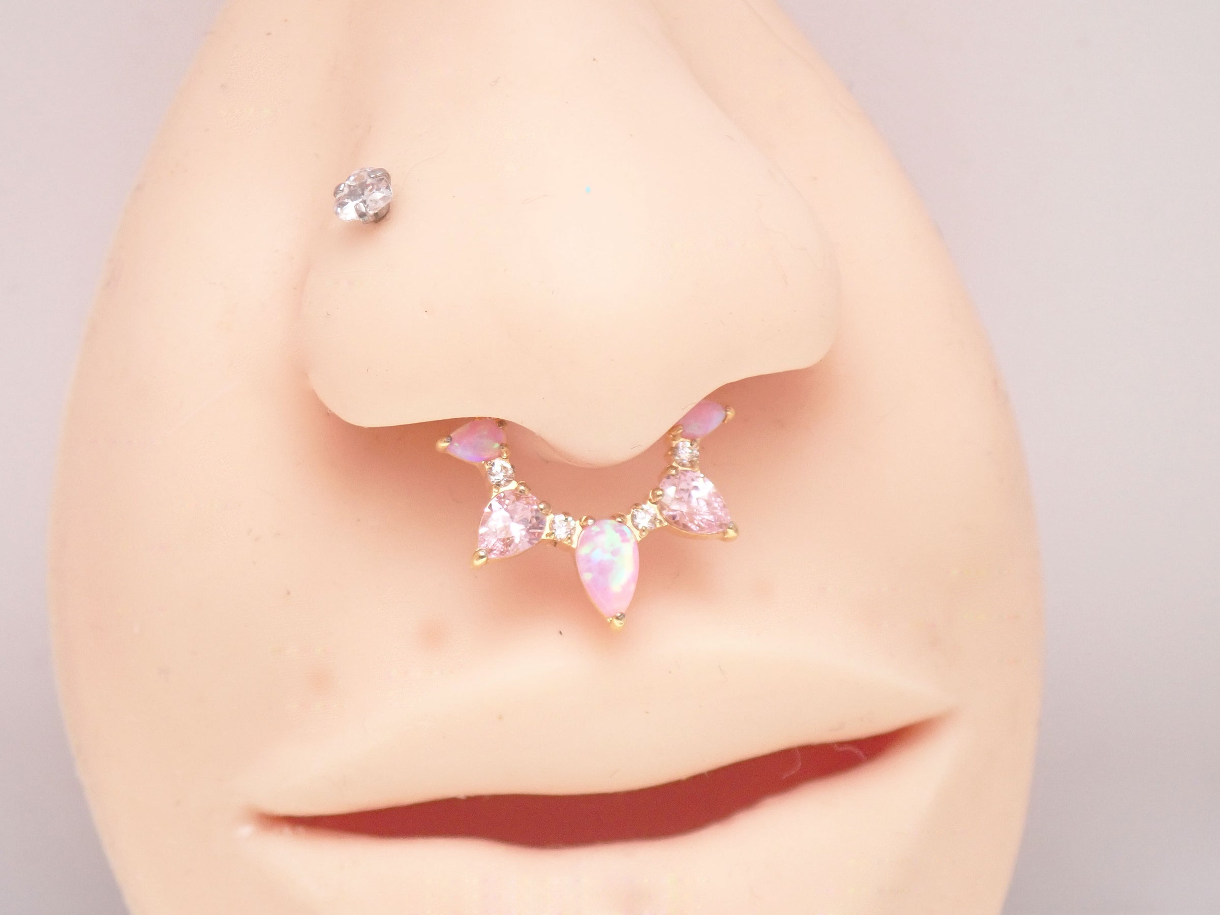 Pink Opal PVD Gold Titanium Clicker 16g