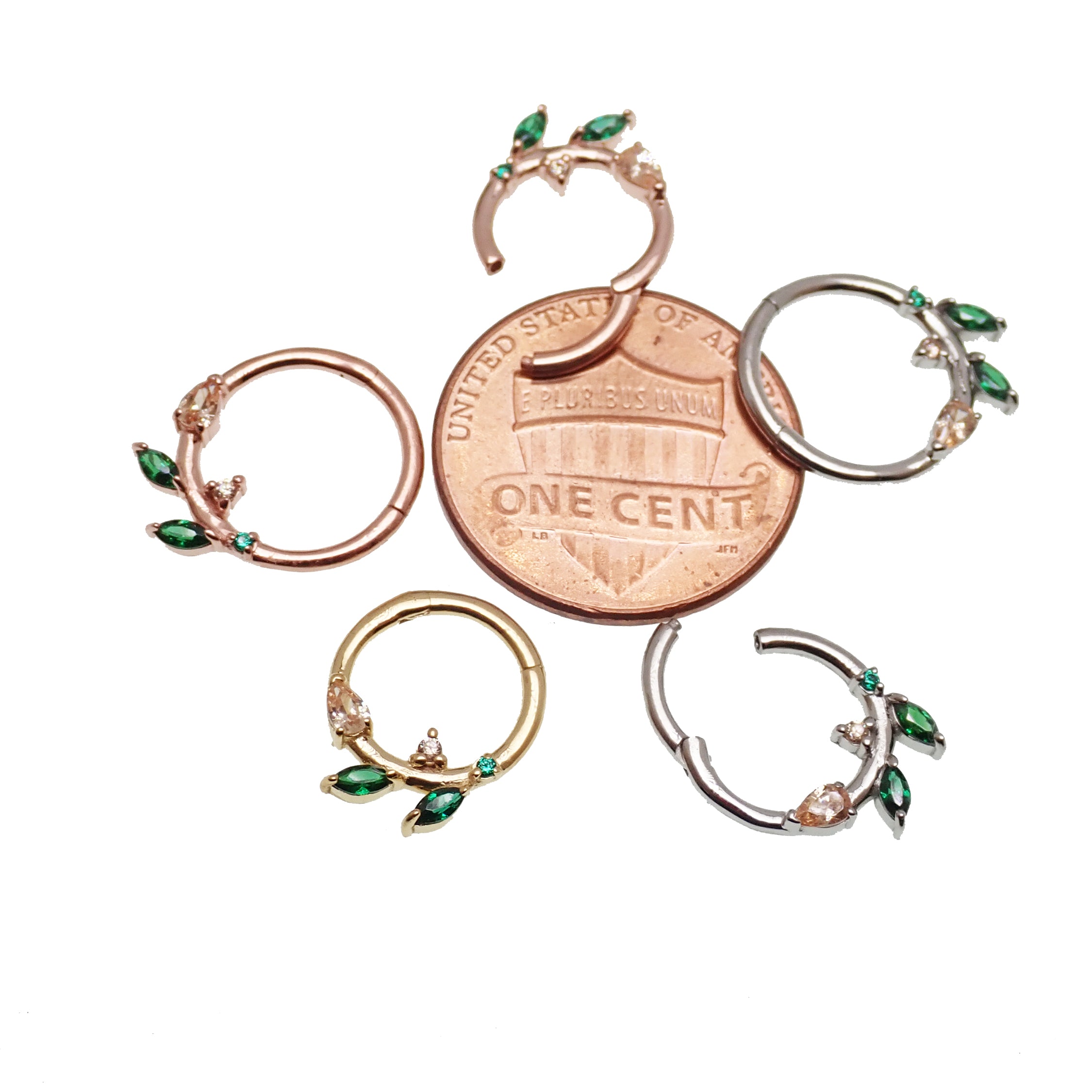 925 Sterling Silver 18k Gold Leaf Clicker 16g