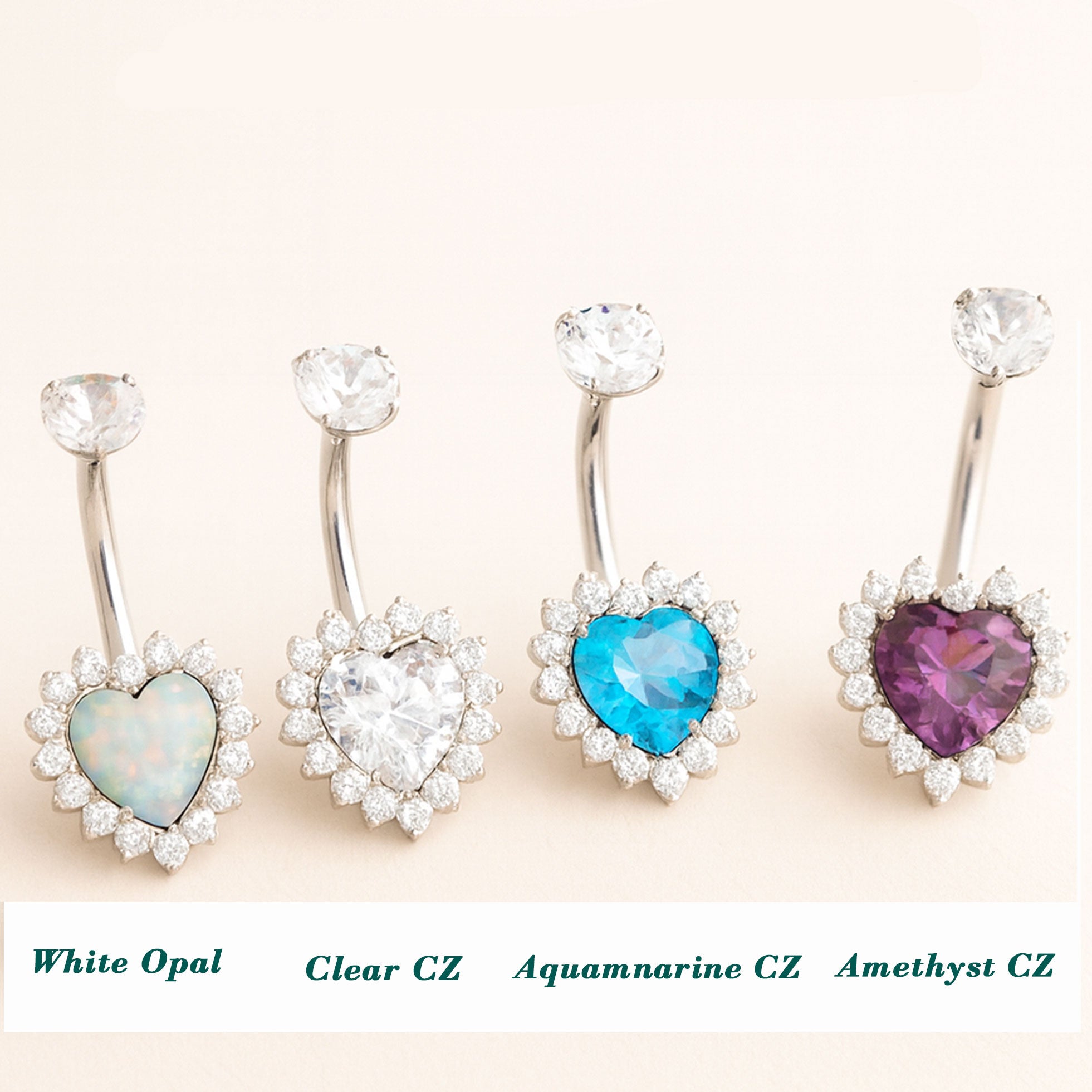 4 pack of Heart Titanium Belly rings