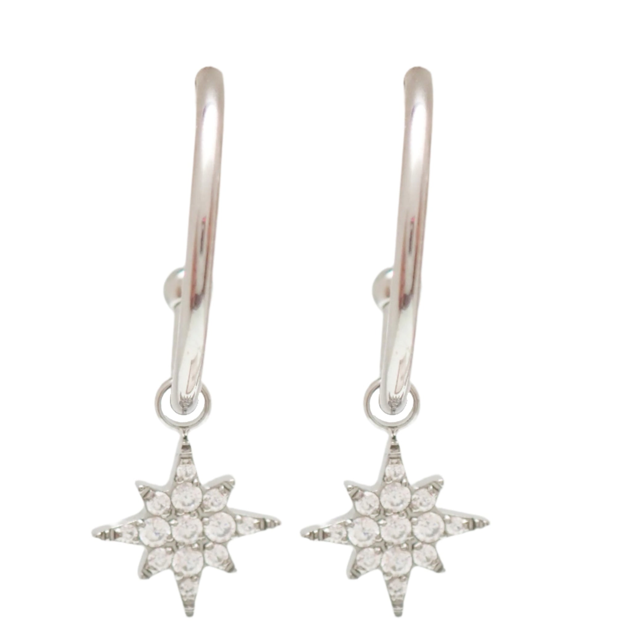 Titanium CZ Star Charms & Hoops