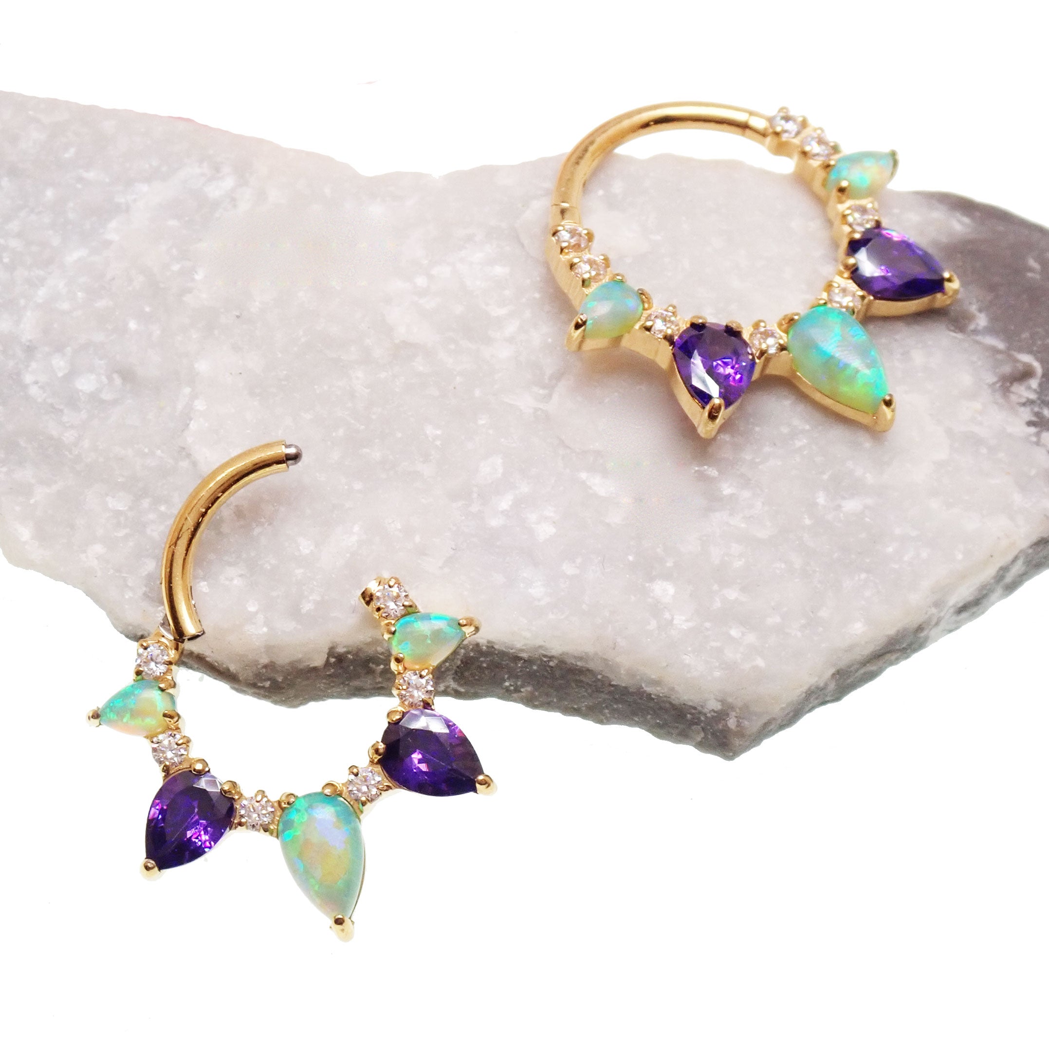 Kiwi Opal PVD Gold Titanium Clicker 16g