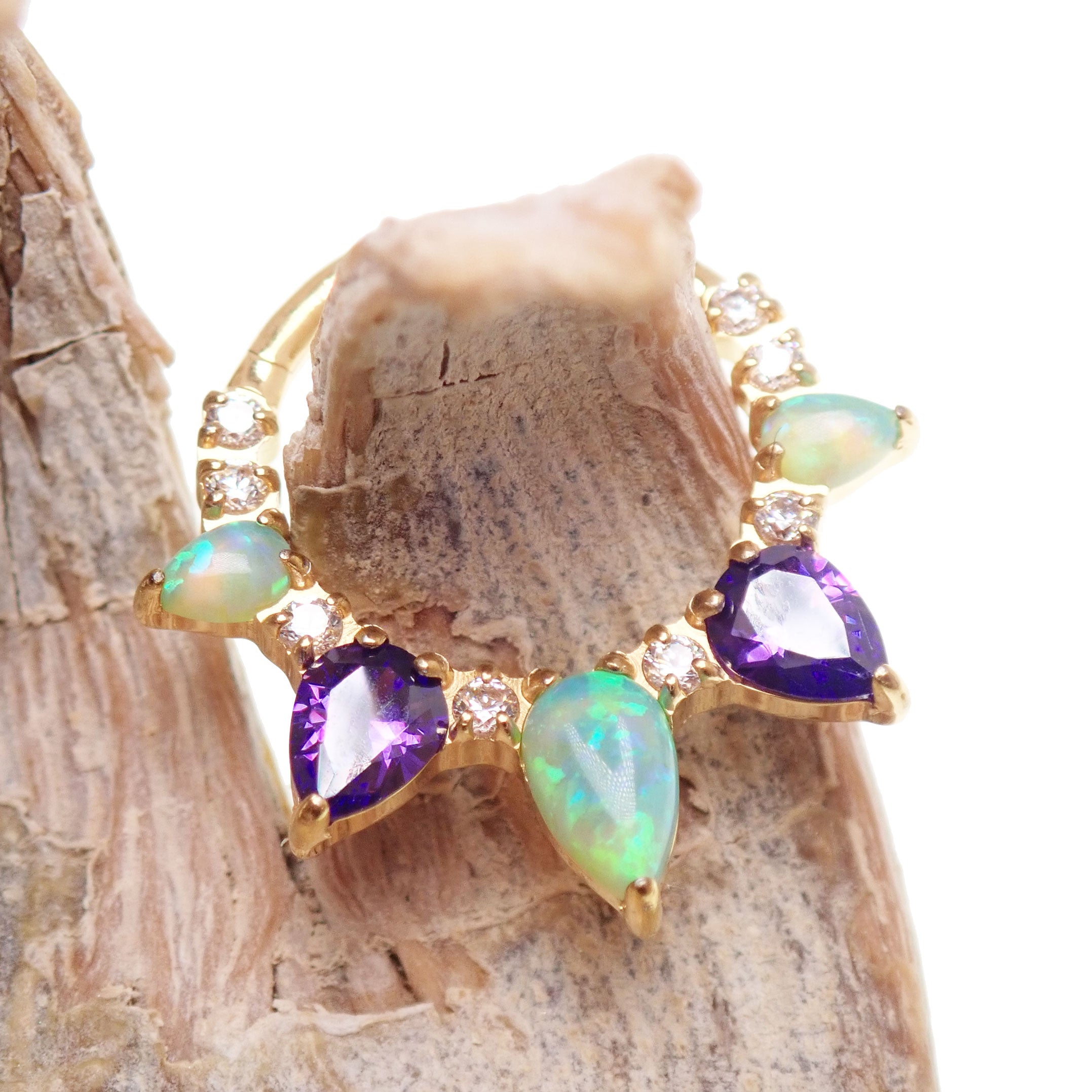 Kiwi Opal PVD Gold Titanium Clicker 16g