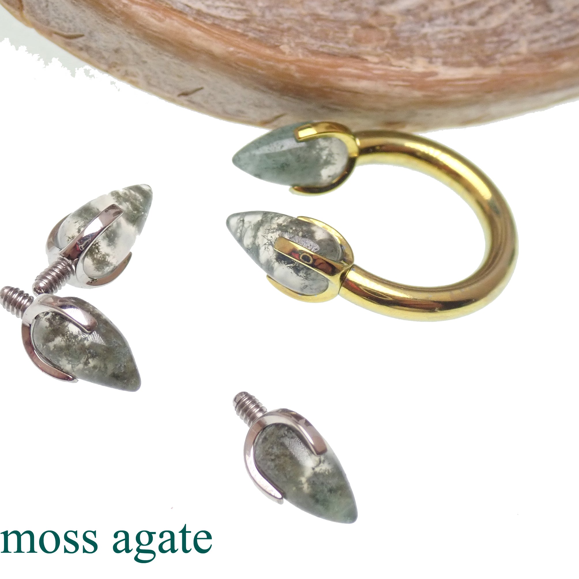 Moss Agate 6mm Dragon egg 0.9/1.2mm