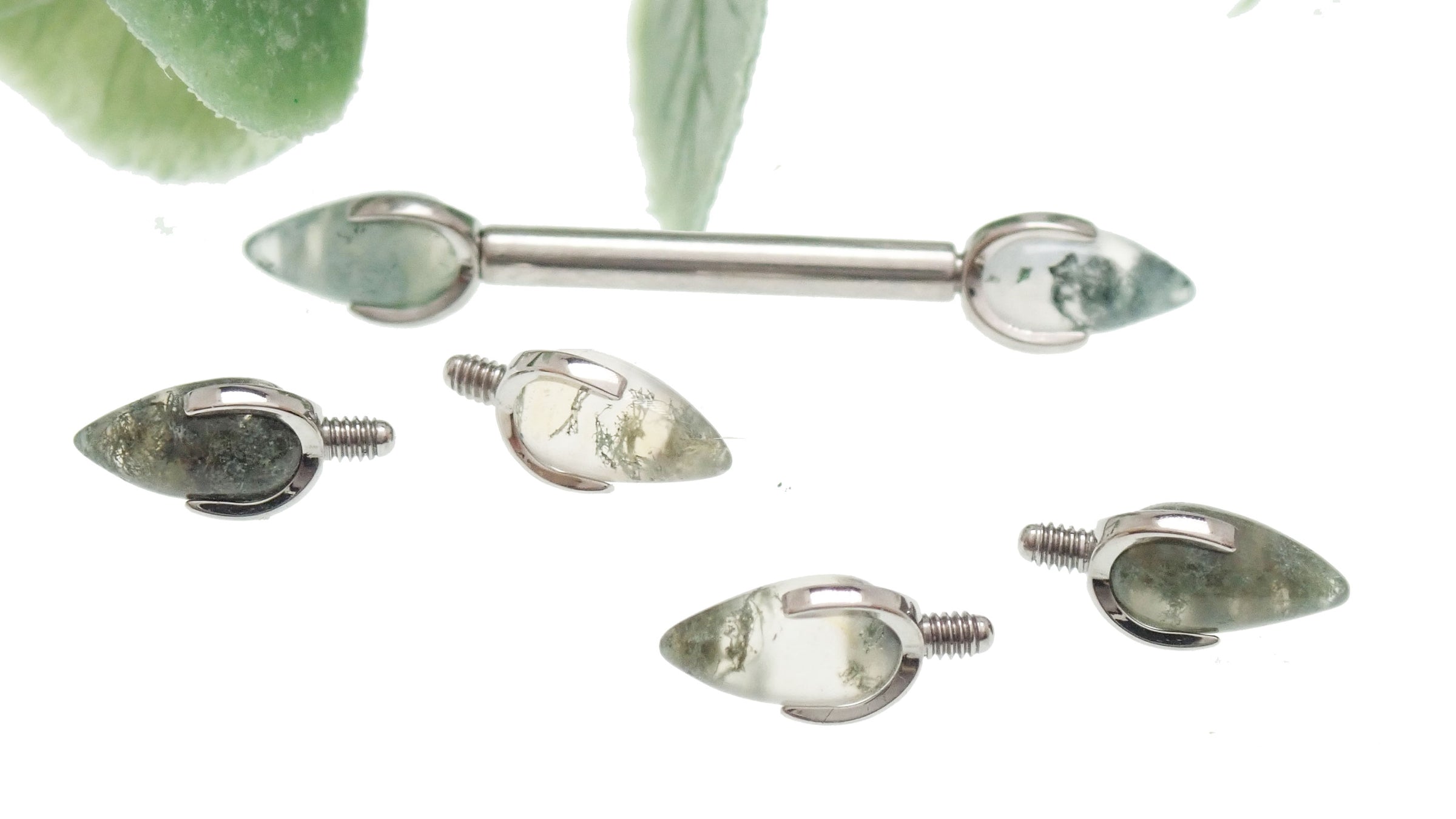 Moss Agate 6mm Dragon egg 0.9/1.2mm