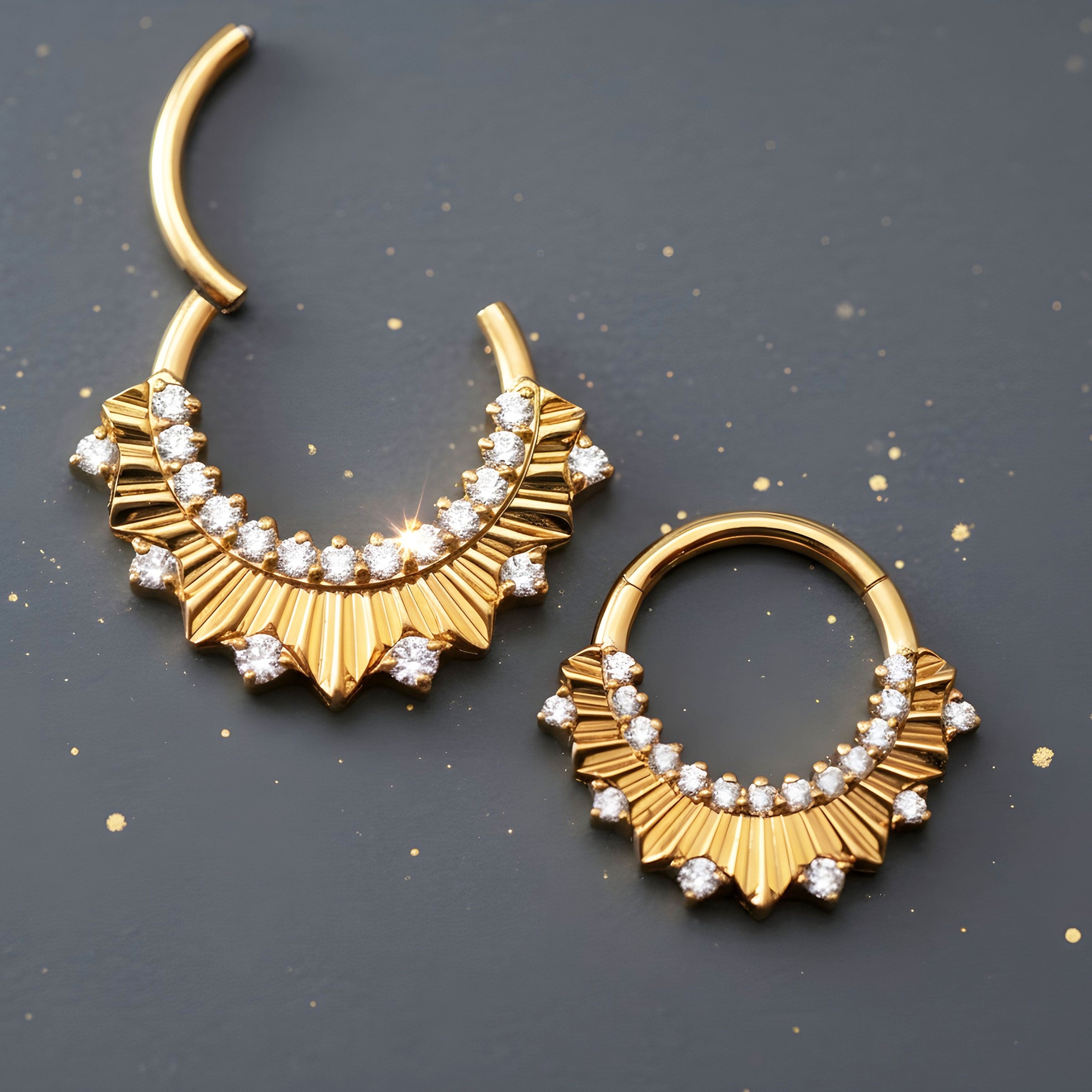 24k PVD Titanium Radiant CZ clicker 16g