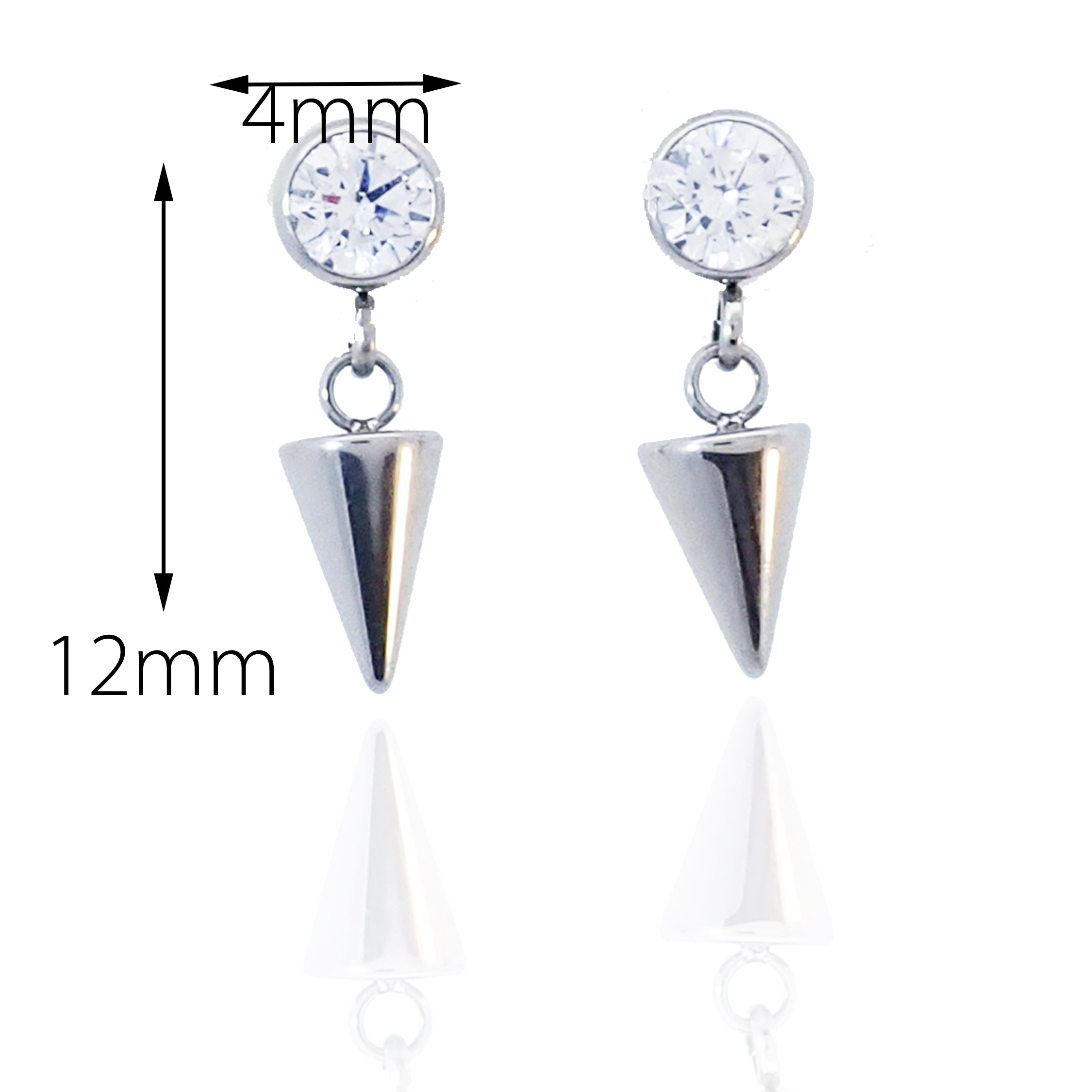 Titanium CZ Cone Drop Earrings