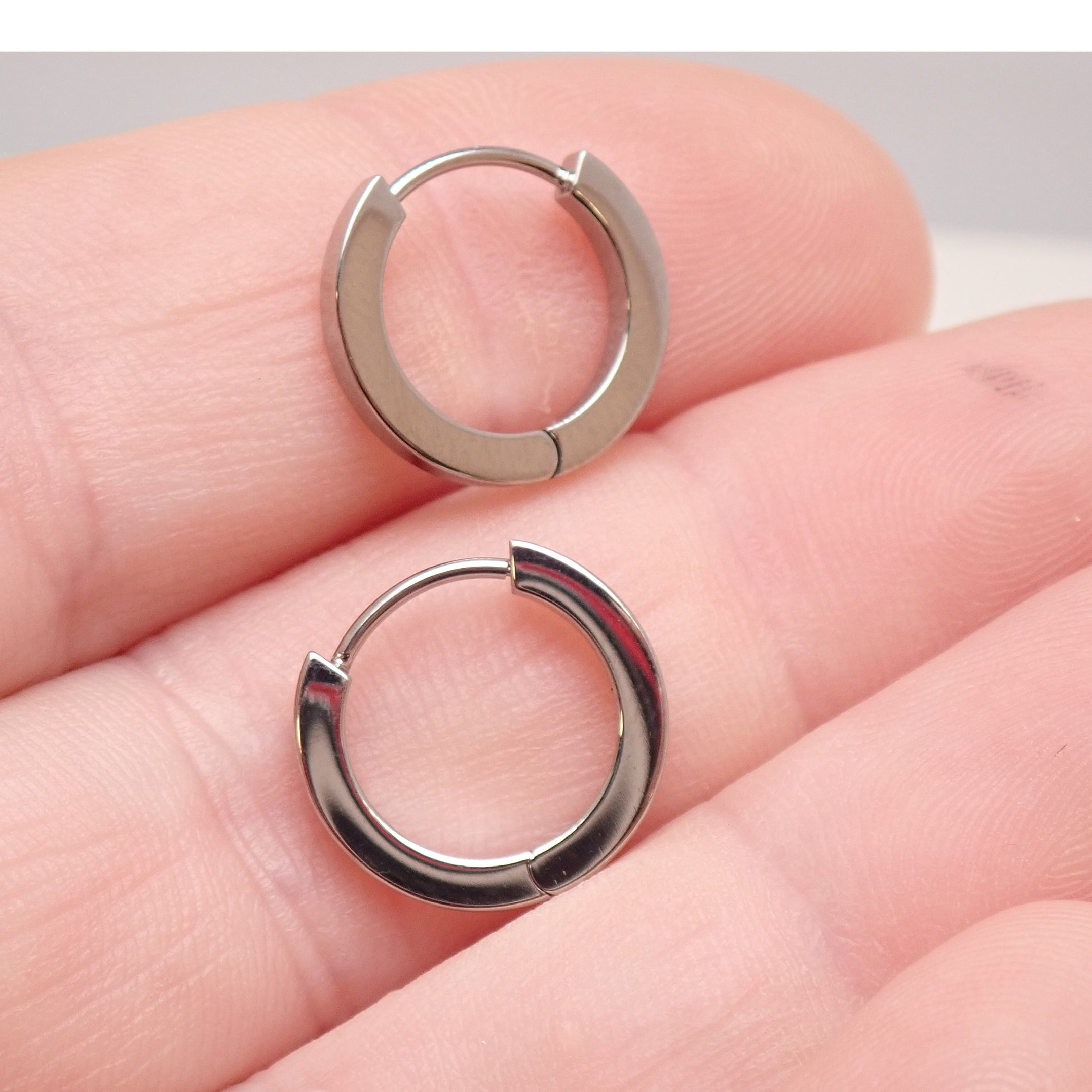 Titanium Chunky Huggie Hoops  Earrings