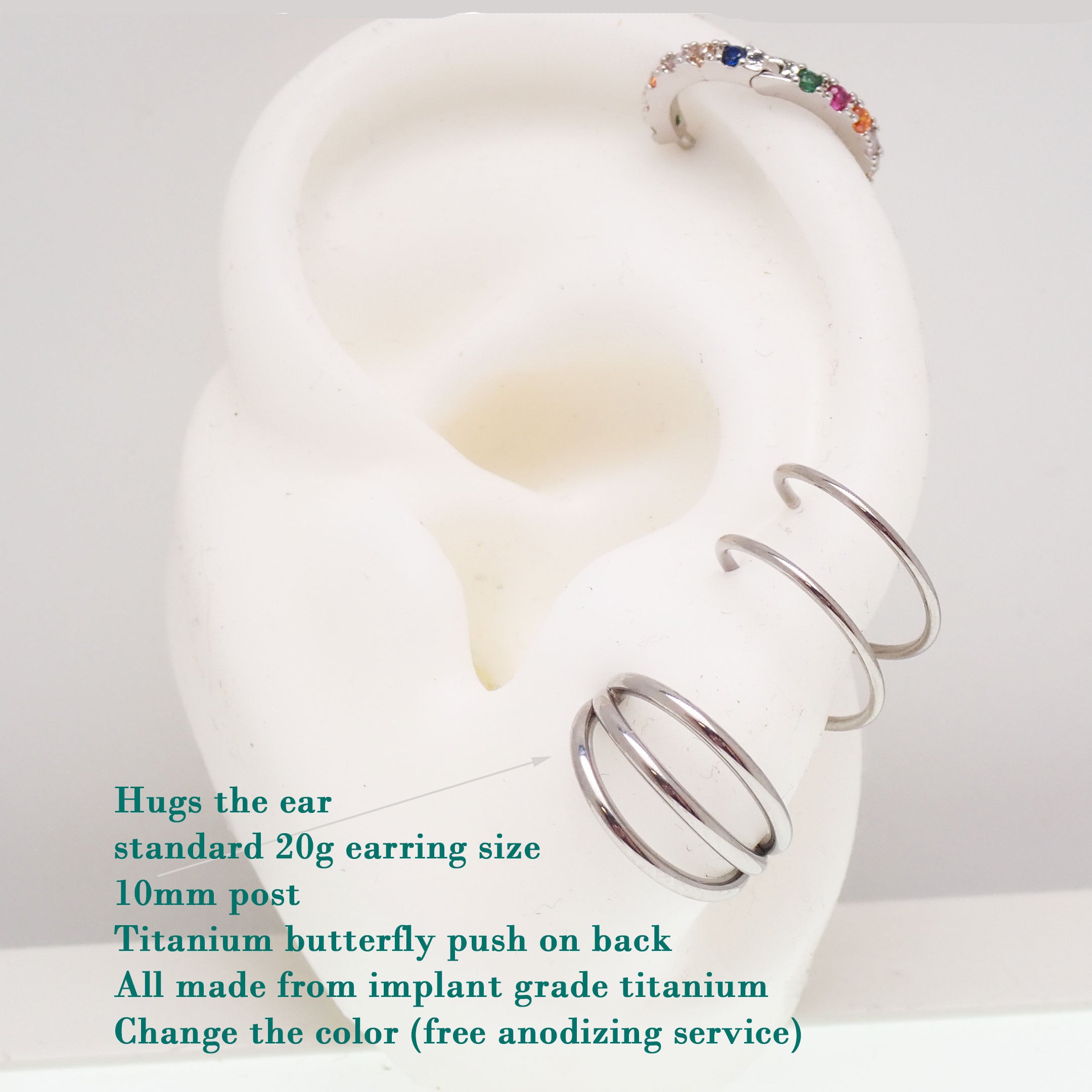 Triple Hoop Stud Earrings | Titanium Hypoallergenic Earrings