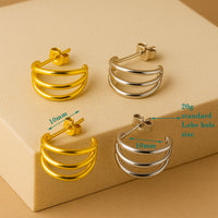 Triple Hoop Stud Earrings | Titanium Hypoallergenic Earrings