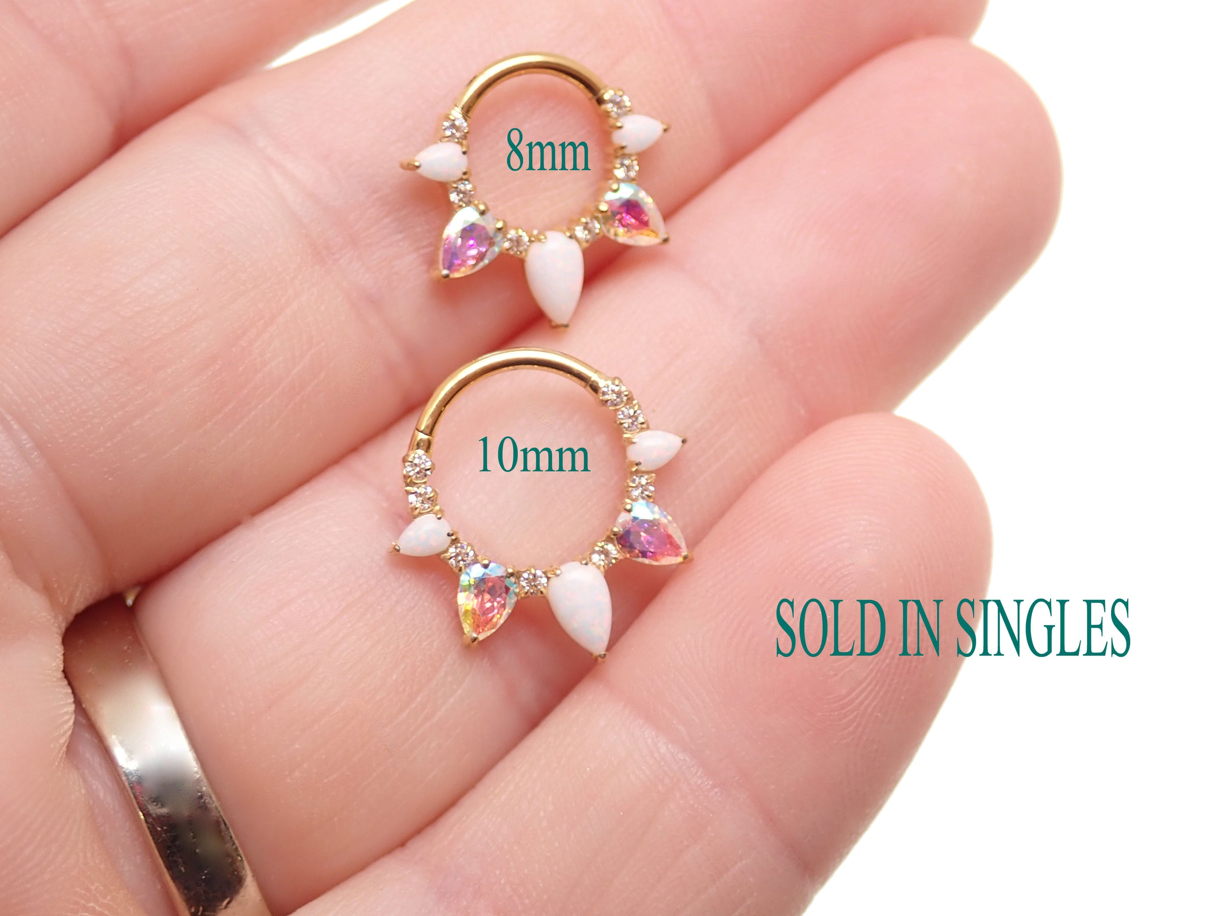 White Opal PVD Gold Titanium Clicker 16g