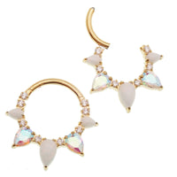 White Opal PVD Gold Titanium Clicker 16g