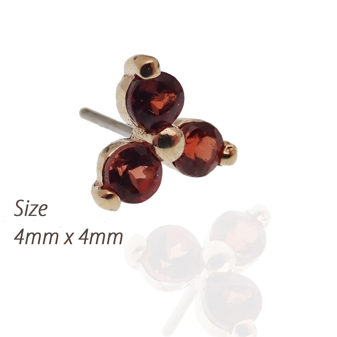 Threadless 14k Gold Garnet Natural Stone