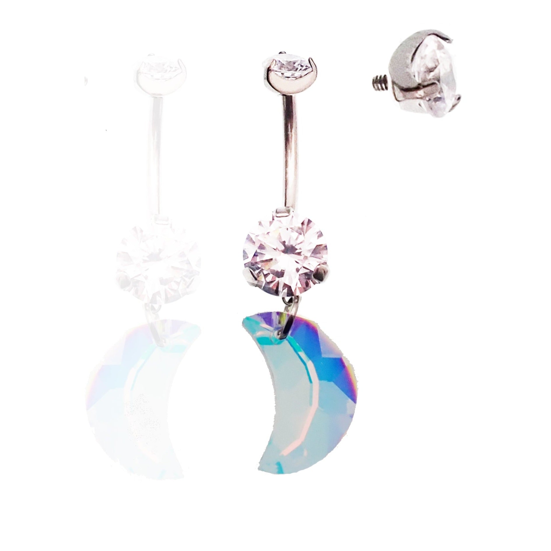 Internally Threaded  Moon Dangle Curve  14g