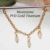 Moon stone Titanium Chain - magpie body jewelry