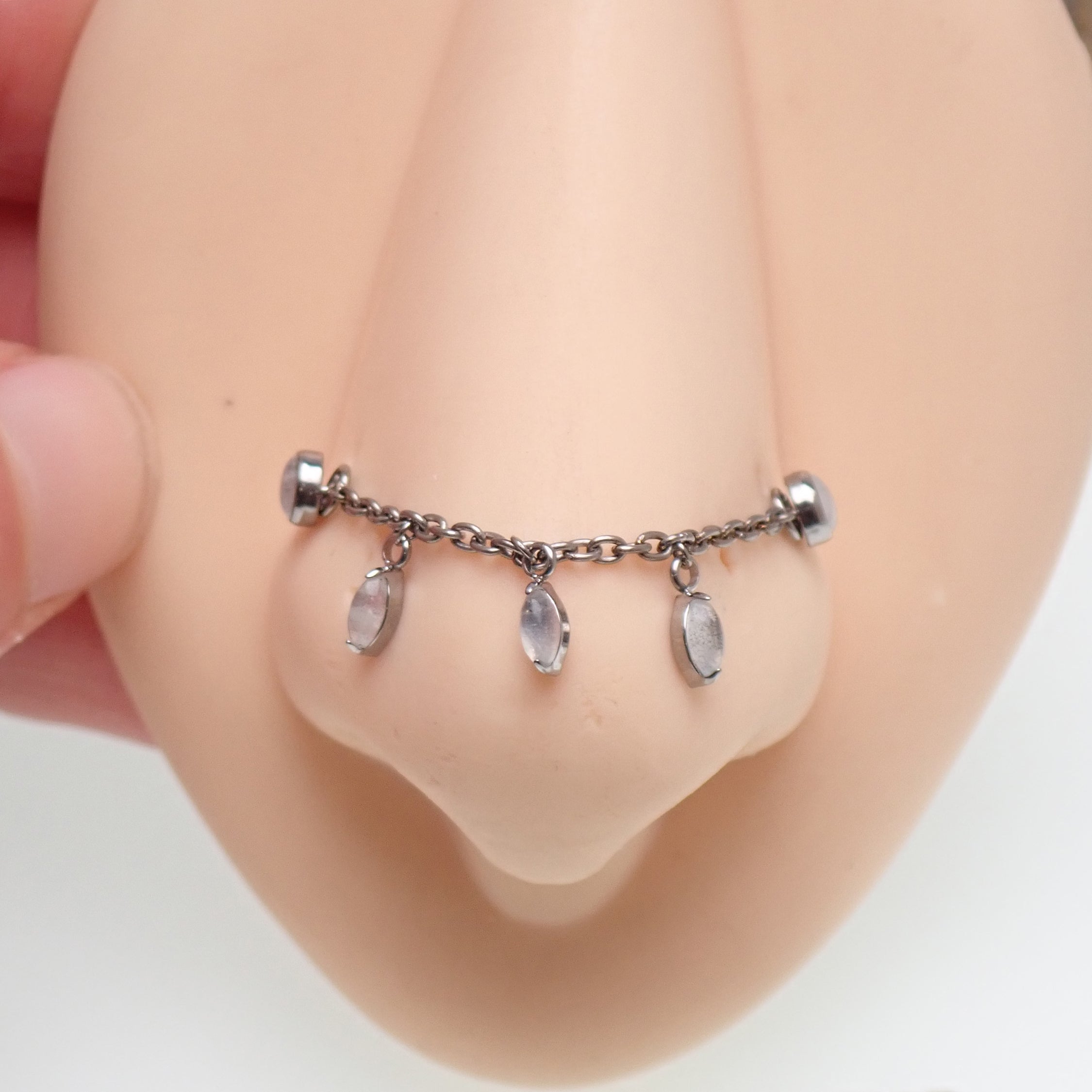 Moon stone Titanium Chain - magpie body jewelry