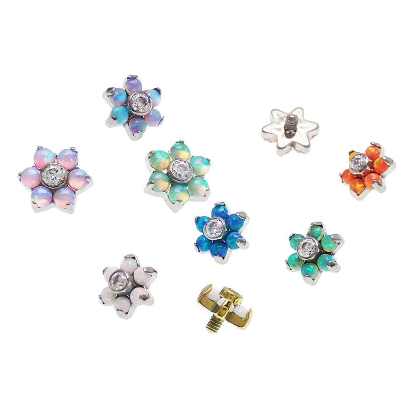 Internally Threaded Opal Flower  1.2mm thread