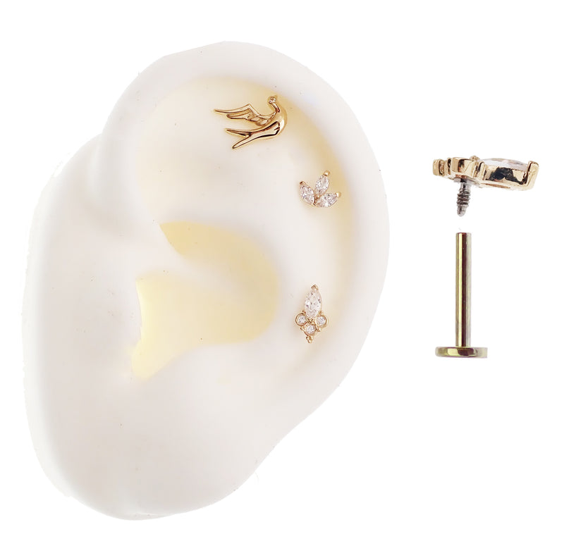 Internally Threaded 14k  Gold Dove