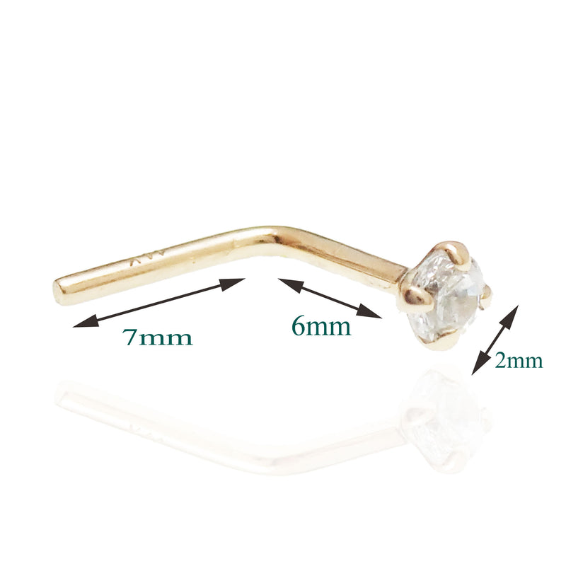 14K Nose Stud CZ 2mm
