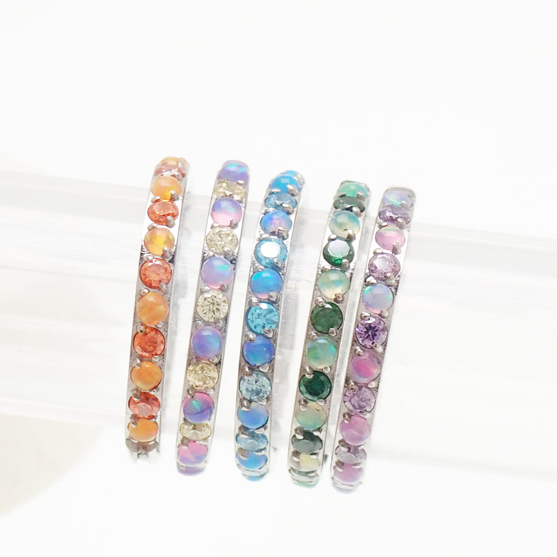 18g Titanium Opal & CZ Hinged Clickers