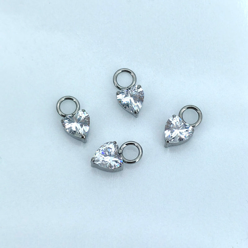 Heart CZ Charm Titanium