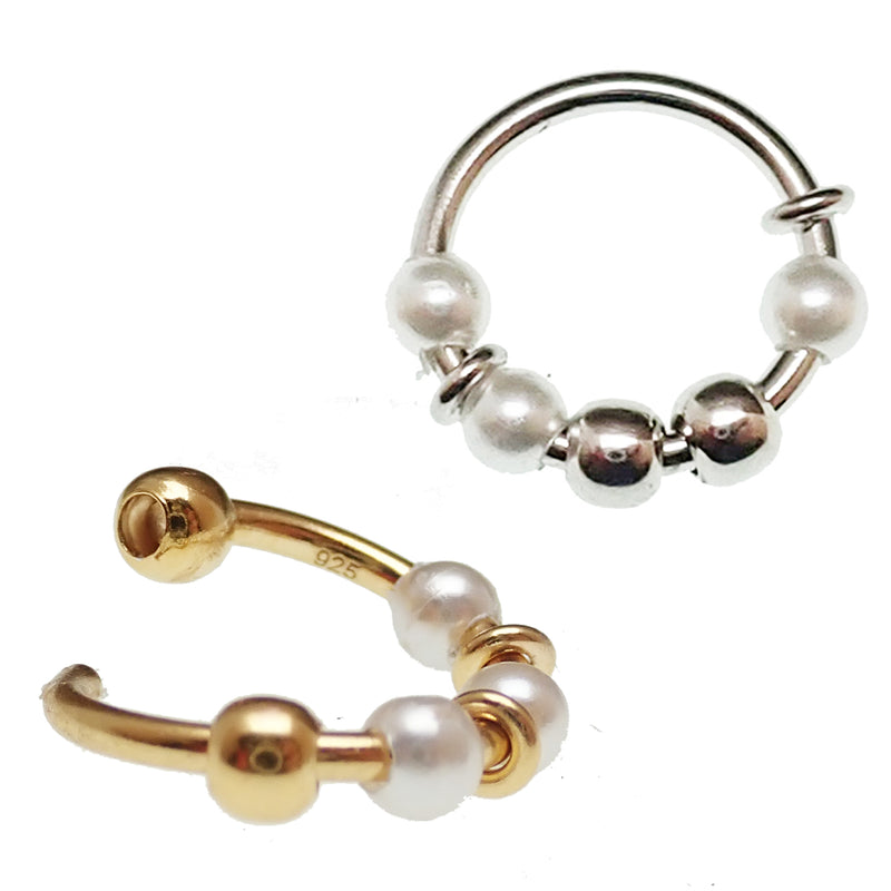 925 Sterling Silver Pearl hoop 18g