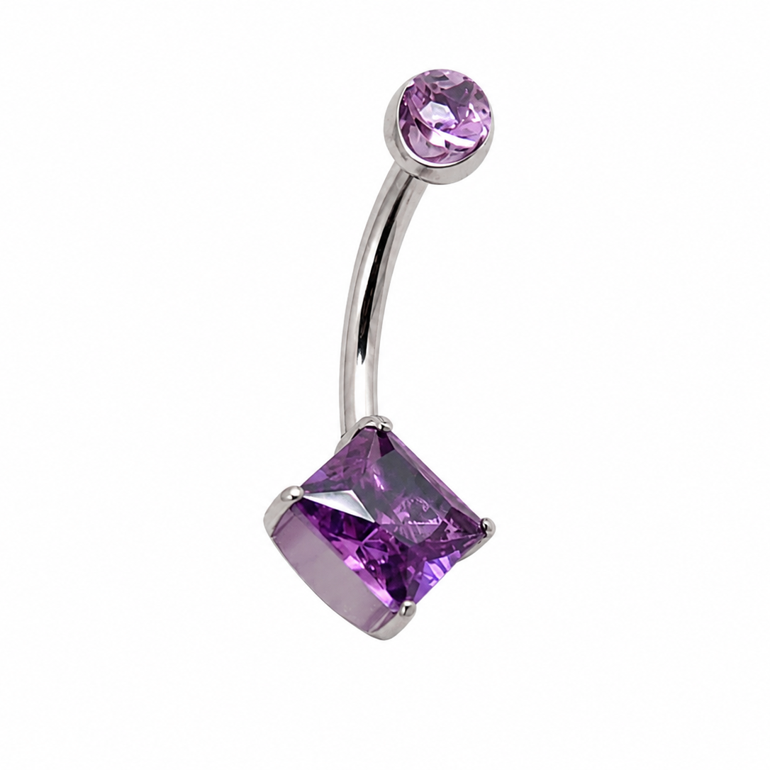 Internally Threaded Natural Amethyst Navel Curve