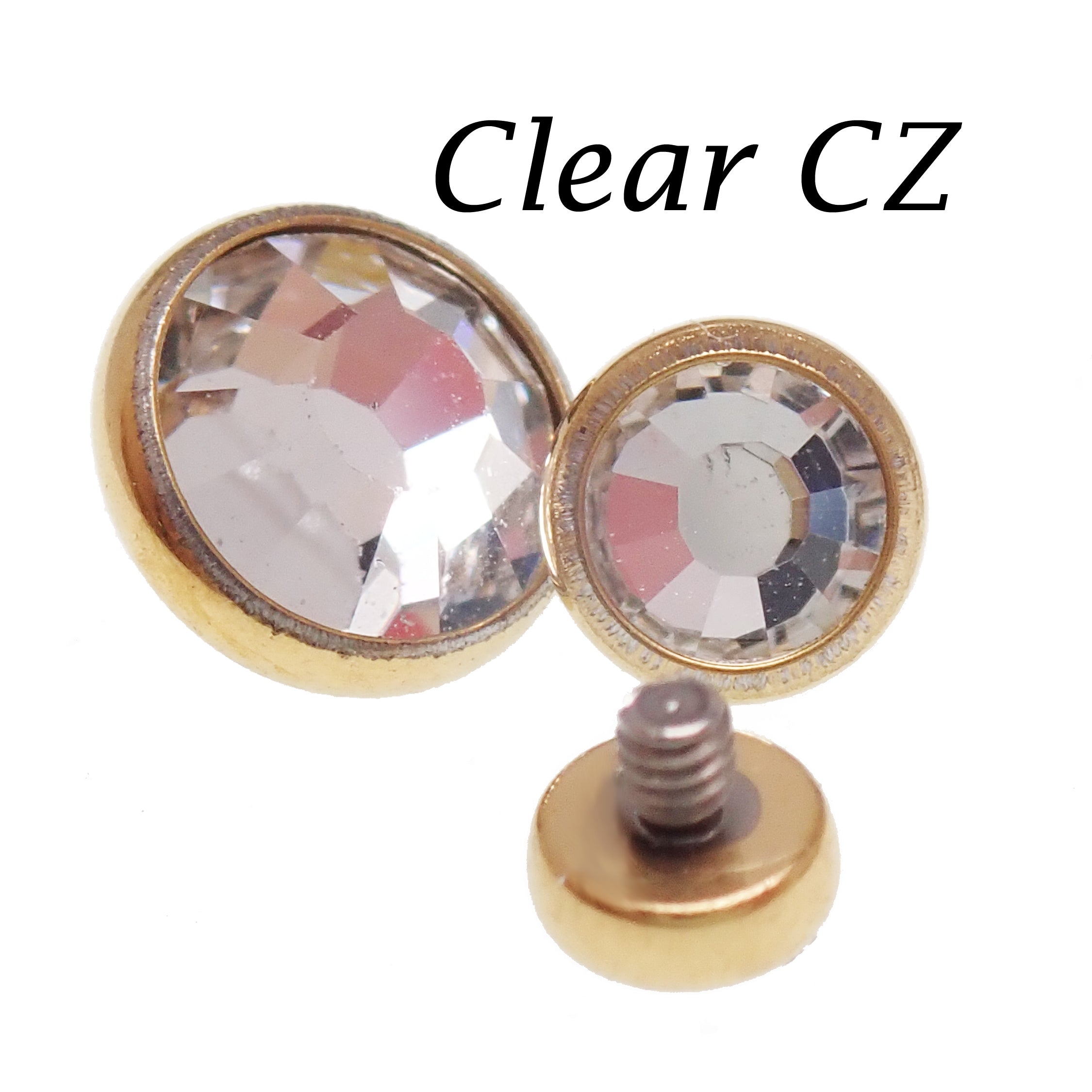 PVD Gold Titanium CZ disc ends 0.9/1.2mm