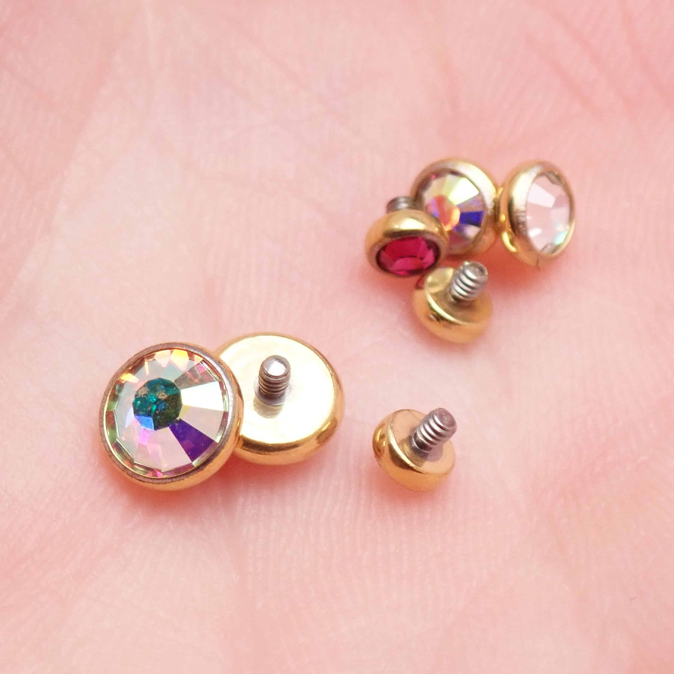 PVD Gold Titanium CZ disc ends 0.9/1.2mm