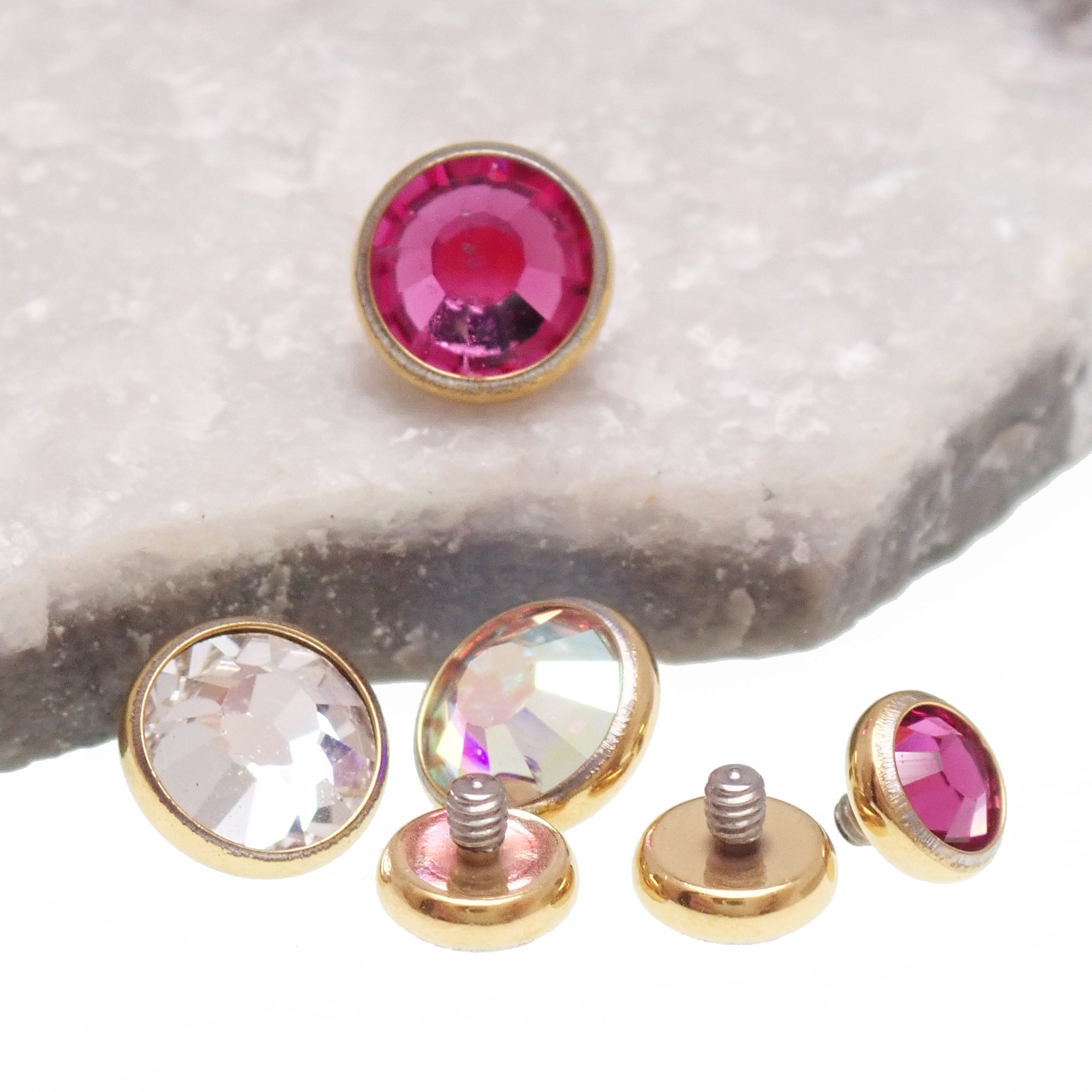 PVD Gold Titanium CZ disc ends 0.9/1.2mm