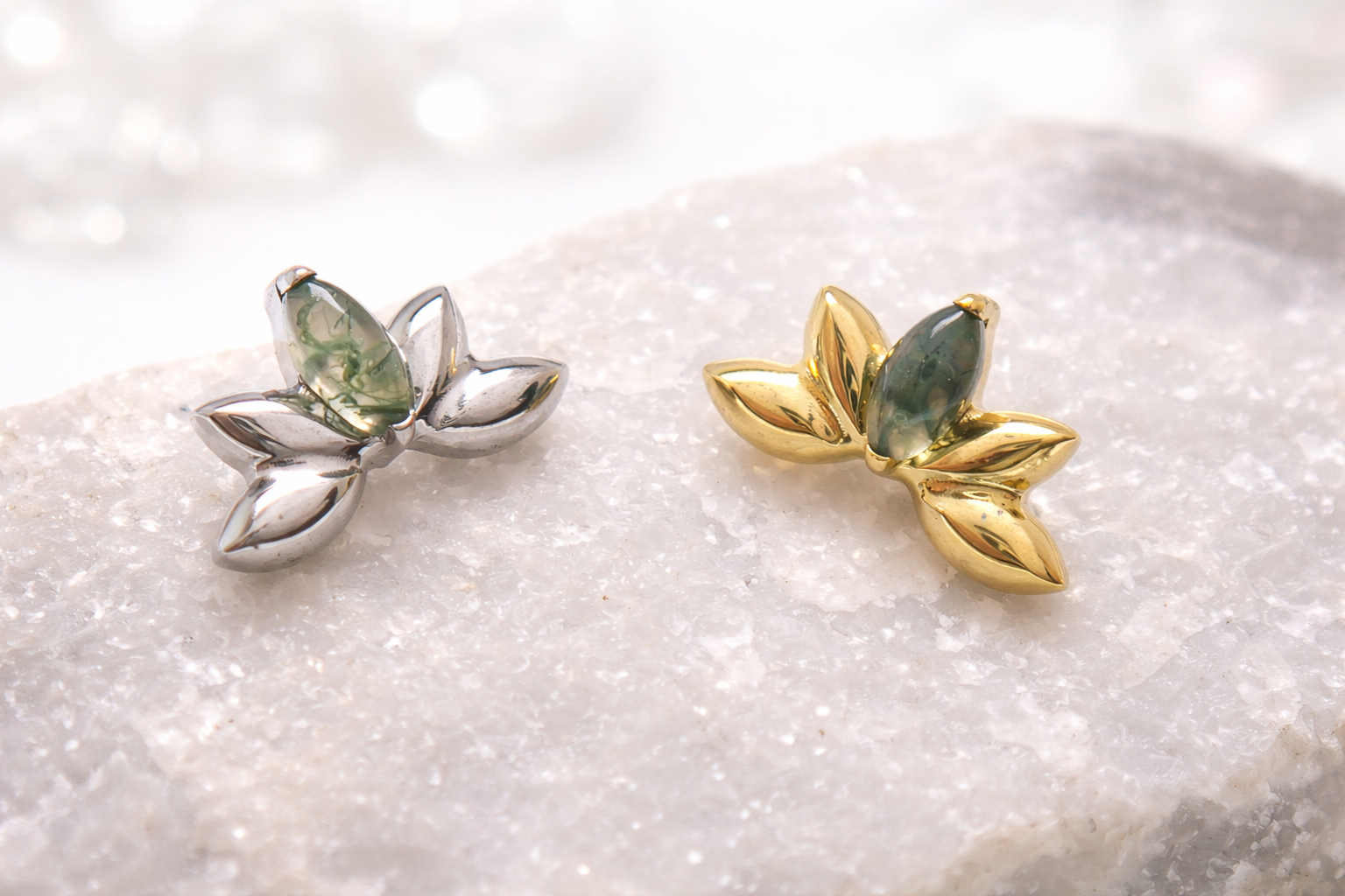 Moss Agate Titanium Lotus 0.9mm thread