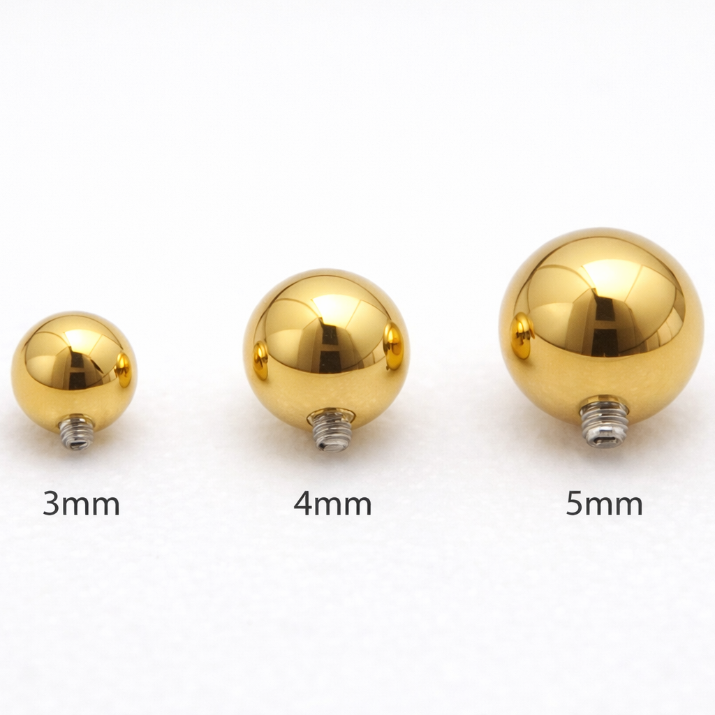 24k PVD balls Internal Thread 0.9/1.2mm thread