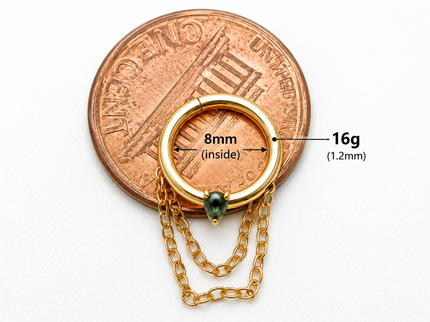 Moss Agate helix Clicker Titanium 16g -8mm