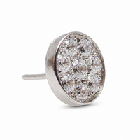 CZ pave Disc Threadless Top Titanium