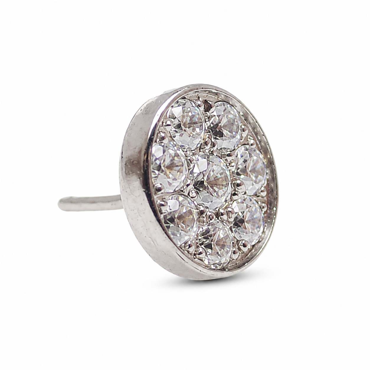 CZ pave Disc Threadless Top Titanium