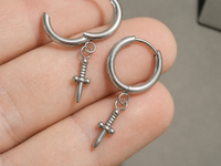 Titanium Dagger Hoop earrings 20g pair