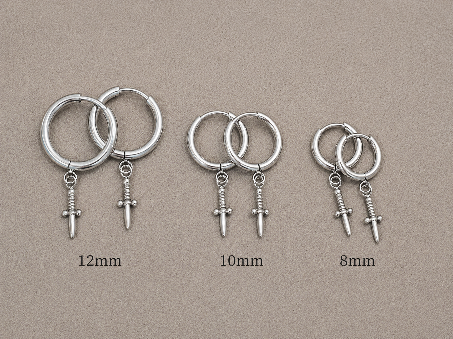 Titanium Dagger Hoop earrings 20g pair