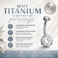 Internally Threaded Dangly CZ Belly Ring 14g 6-12mm curve
