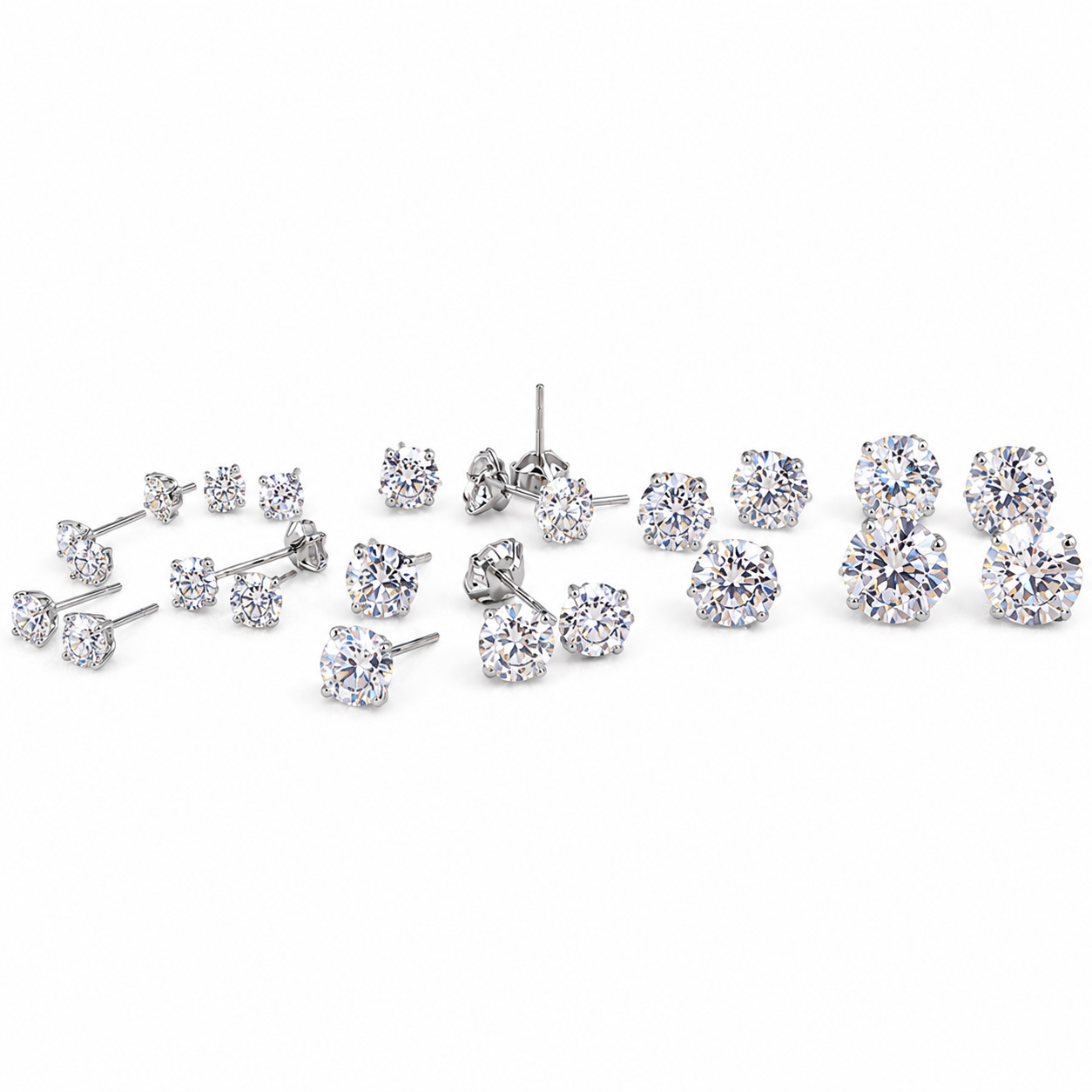 CZ 44 Pieces Threadless Tops 3mm/4mm/5mm/6mm Mixed