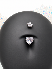 Heart Flower CZ Titanium ring 14g 10mm