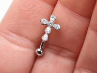 Titanium CZ cross Floating navel 14g 10mm