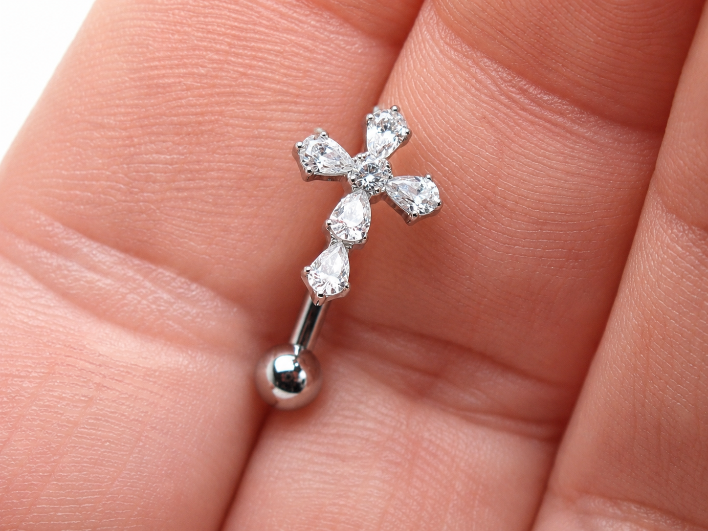 Titanium CZ cross Floating navel 14g 10mm