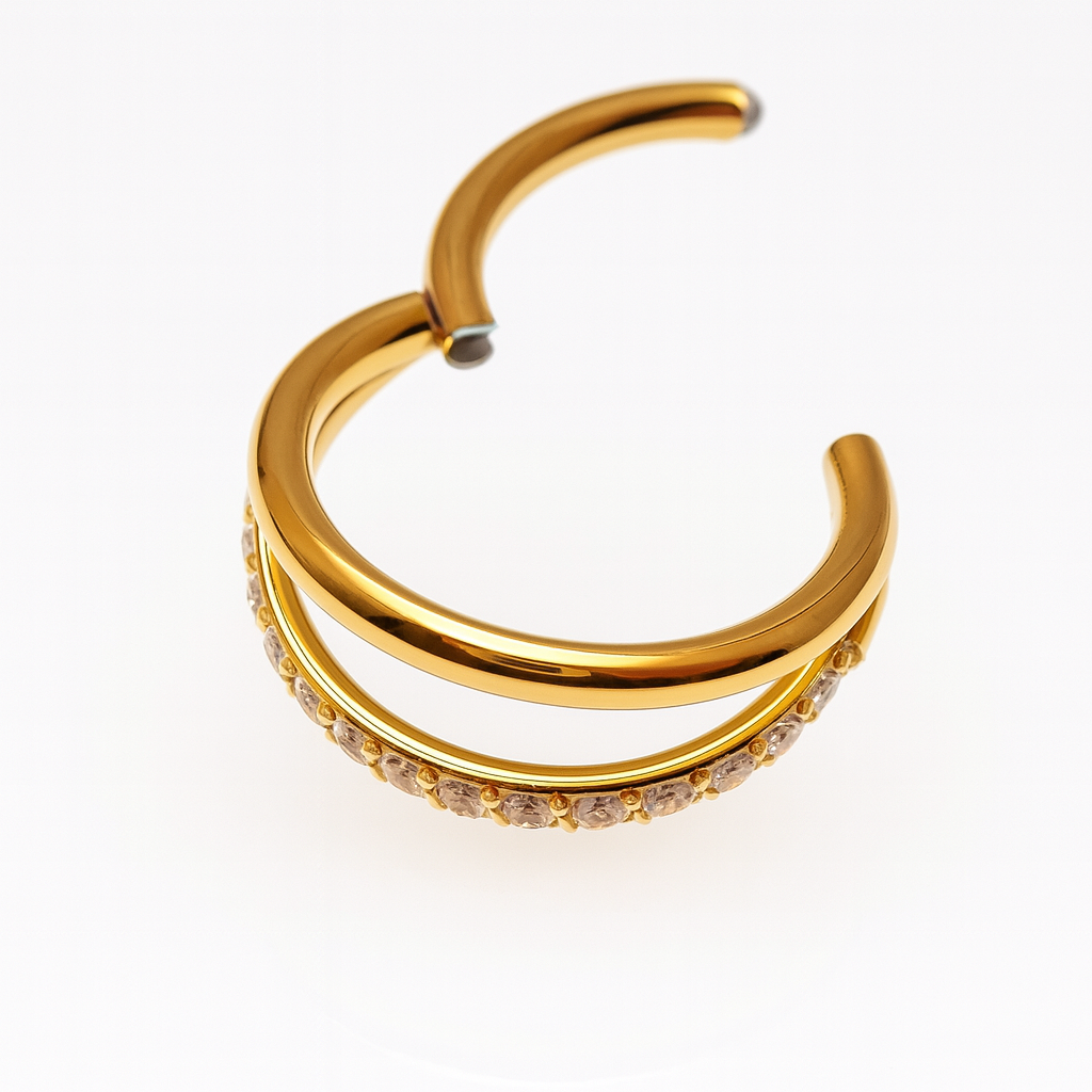 16G 10mm PVD Gold Titanium Clicker Hoop