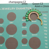 Emerald Green & Champagne CZ clicker 16g