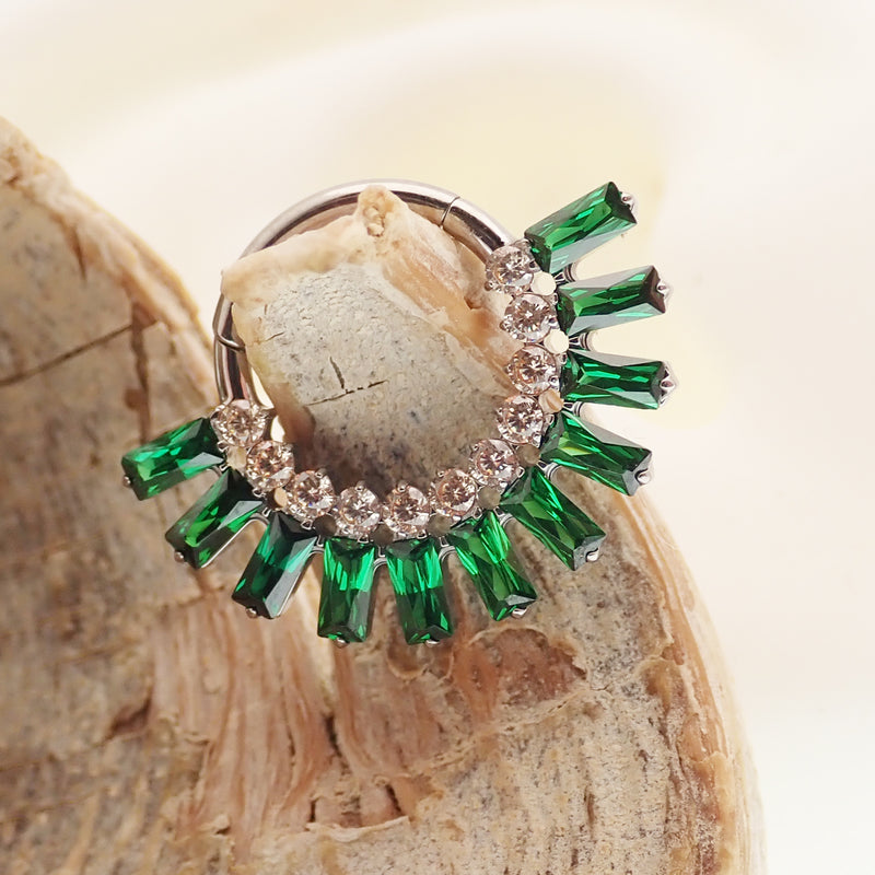 Emerald Green & Champagne CZ clicker 16g